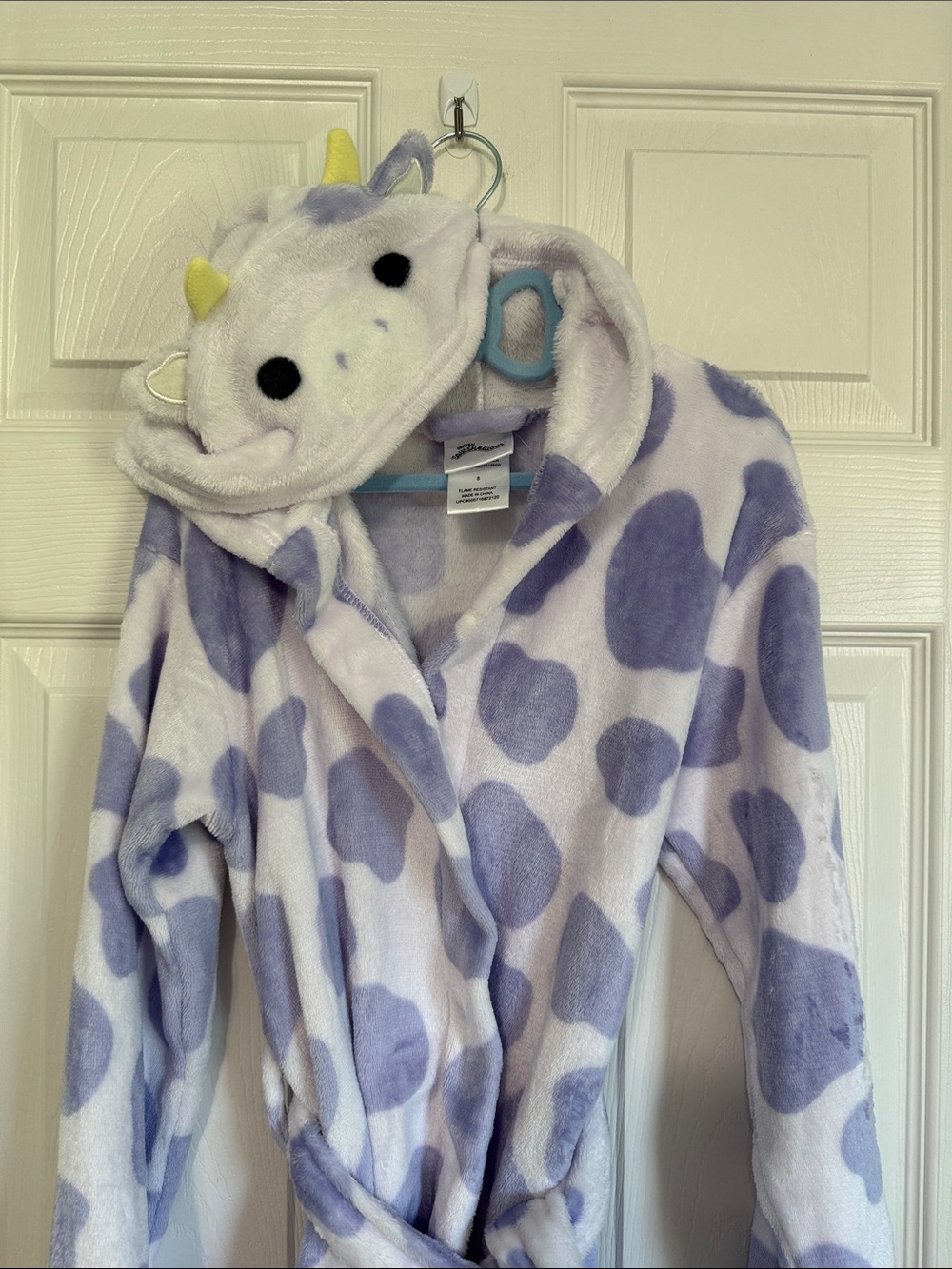 Squishmallows Lavender and White Spotted Kids Hooded Robe - Picture 3 of 7